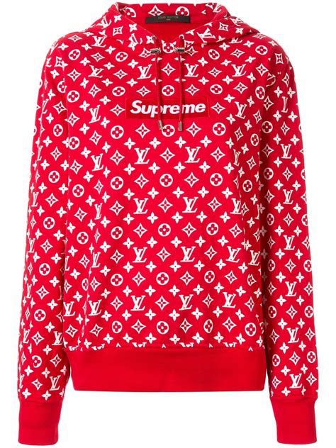 supreme x louis vuitton red hoodie|supreme and louis vuitton hoodie at StockX.